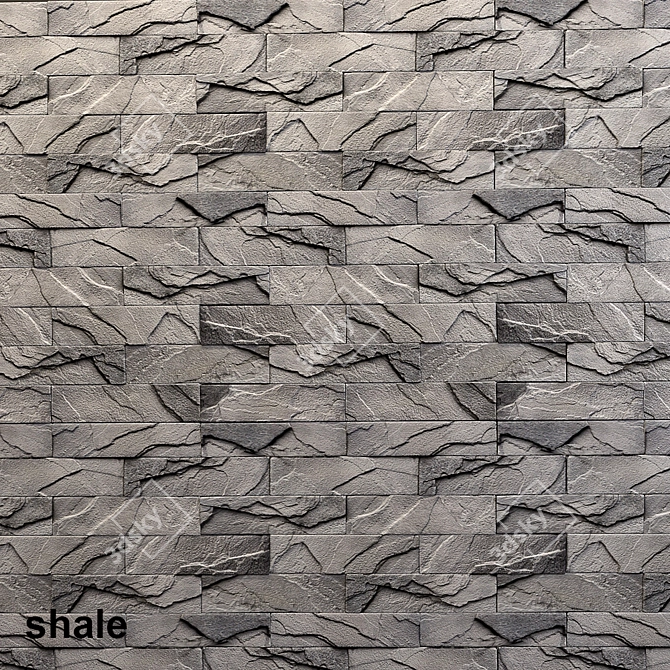 Shale Slate Tiles: Versatile Texture 3D model image 2