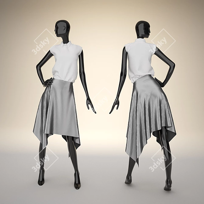 Sleek Mannequin Set: Low-Poly Skirt & High-Poly Shirt 3D model image 1