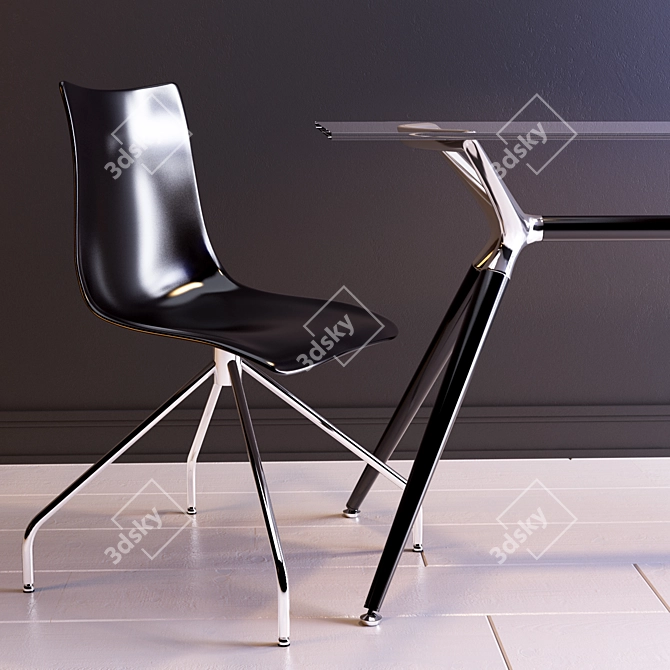 SCAB Metropolis Glass Table with MissB and Zebra Chairs 3D model image 2