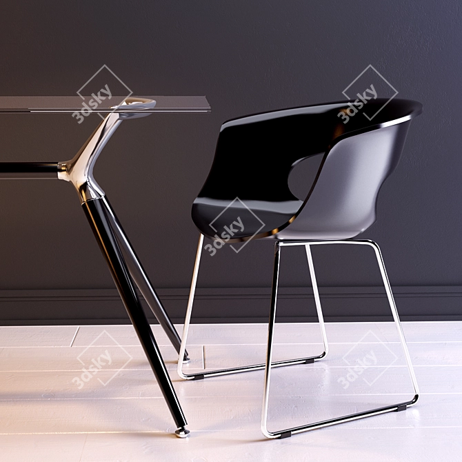 SCAB Metropolis Glass Table with MissB and Zebra Chairs 3D model image 3