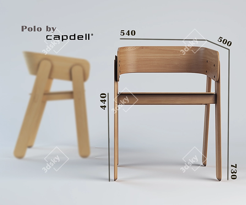 Modern and Elegant Chairs: Polo Capdell by Yonoh 3D model image 2