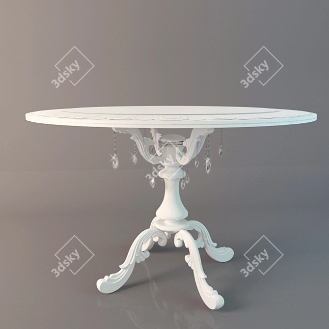 Elegant White Gloss Wooden Table 3D model image 1