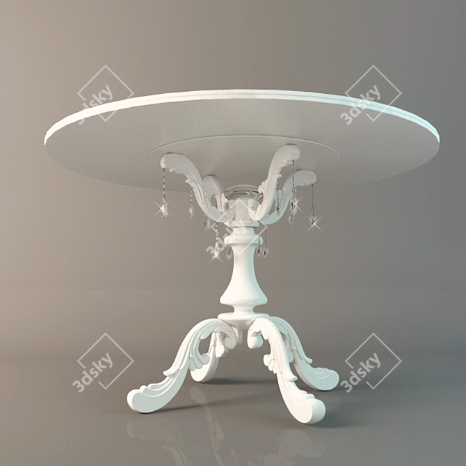Elegant White Gloss Wooden Table 3D model image 2