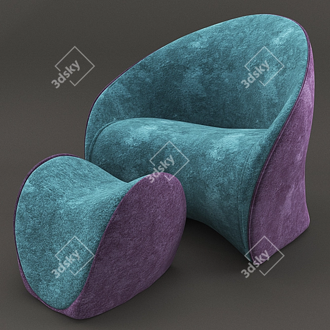 Title: Elegant Midi Armchair 3D model image 1