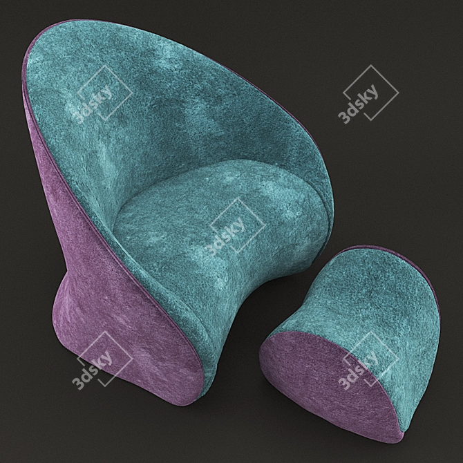 Title: Elegant Midi Armchair 3D model image 3