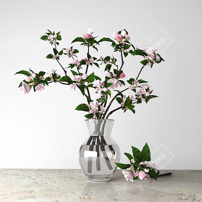 Apple Blossom Bouquet: Elegant Floral Arrangement 3D model image 2