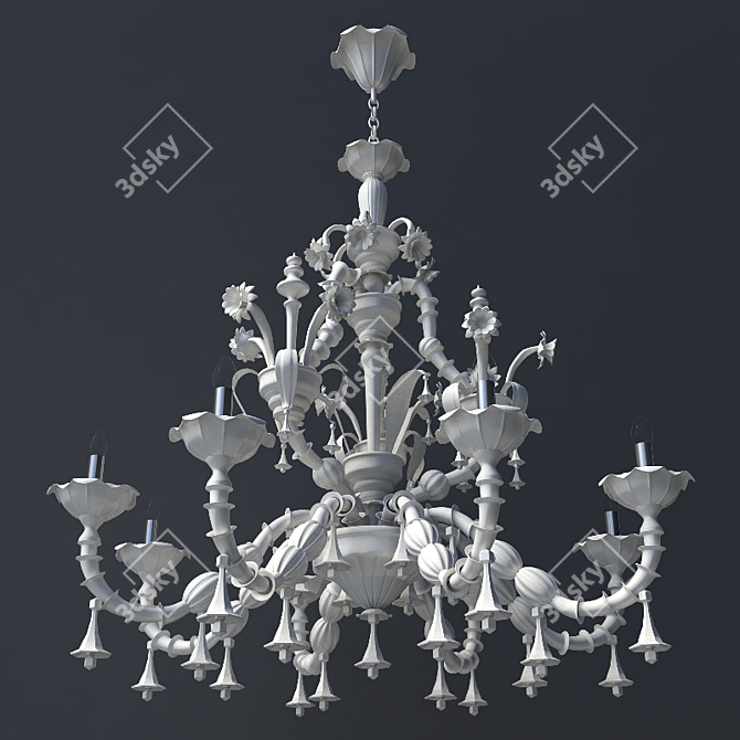Elegant Ivory Chandelier for Girls 3D model image 2
