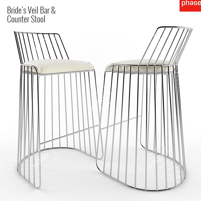 Elegant Veil Stool: Bridal Bliss 3D model image 1