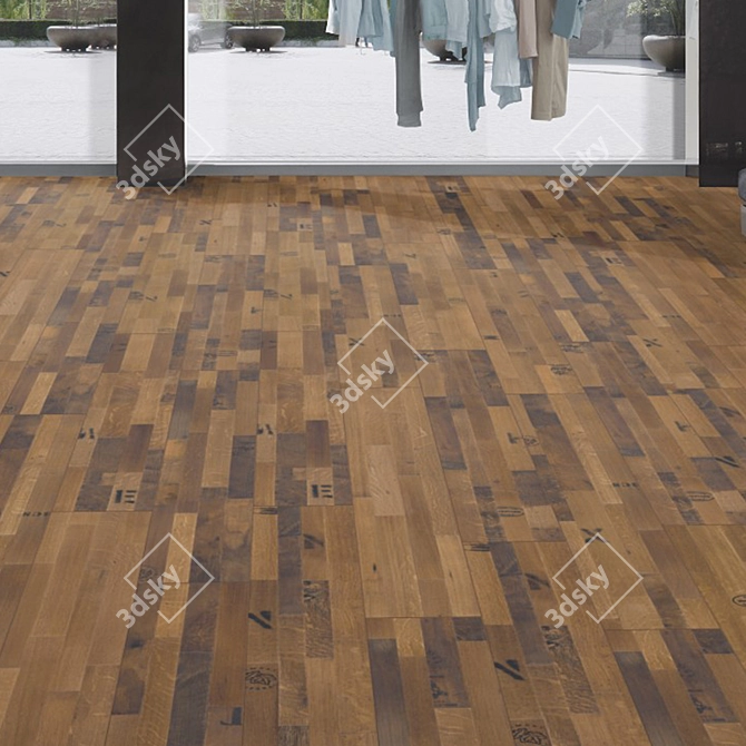 Krono Xonic R028 & R029 Parquet: Authentic Flanders Oak 3D model image 1