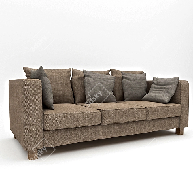 Elegant Velvet Sofa 3D model image 1