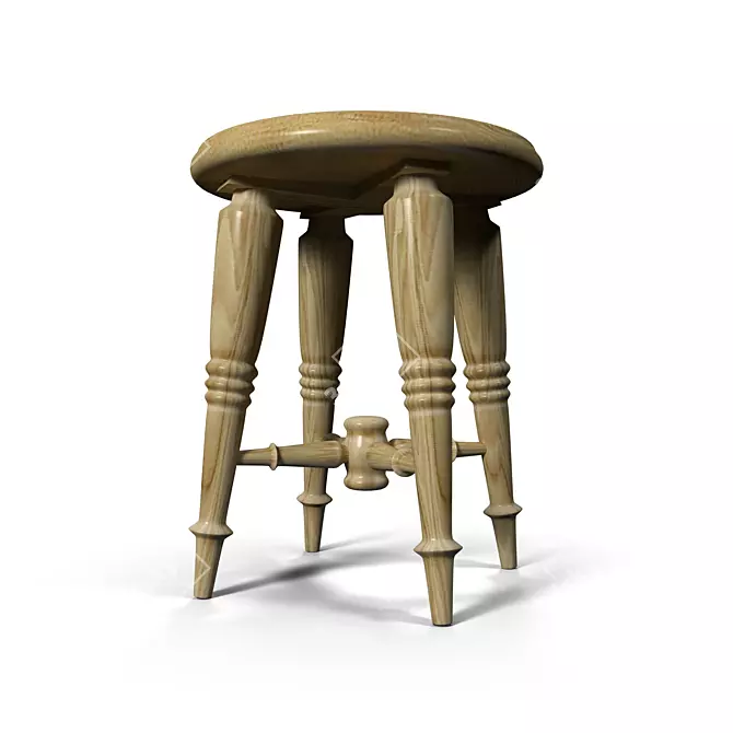 Wooden Home Stool 3D model image 2