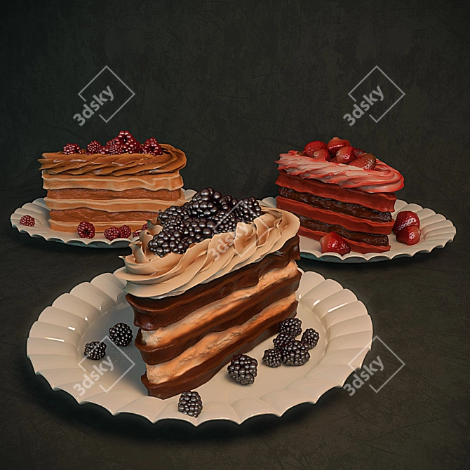 Berry Delight Cake 3D model image 1