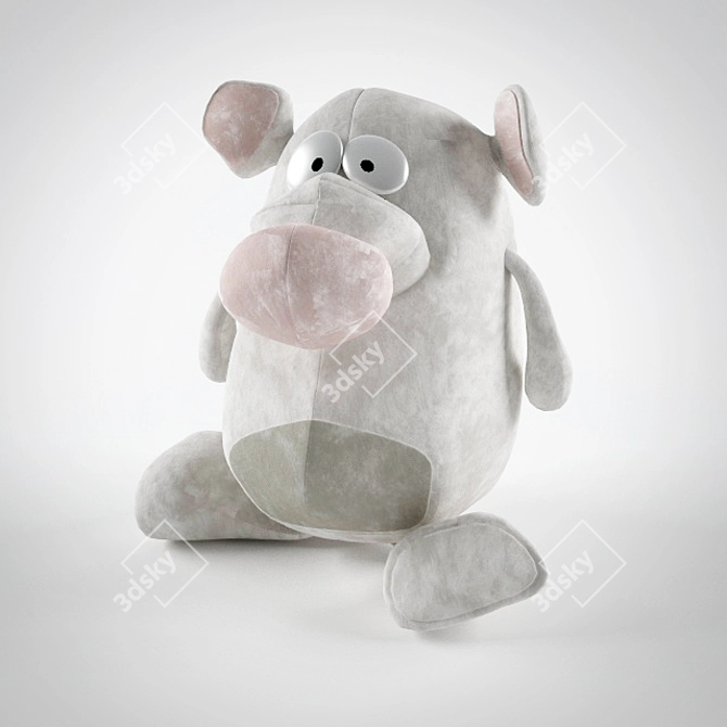 Cozy Whiskers: Plush Mouse Toy 3D model image 1