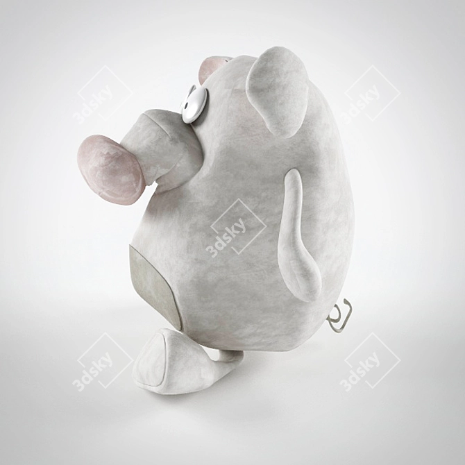 Cozy Whiskers: Plush Mouse Toy 3D model image 2