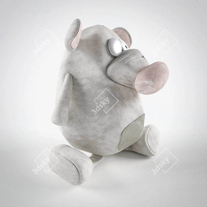 Cozy Whiskers: Plush Mouse Toy 3D model image 3