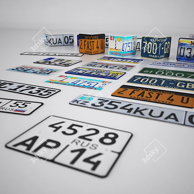 Industrial Style License Plates for Interior Decoration 3D model image 1