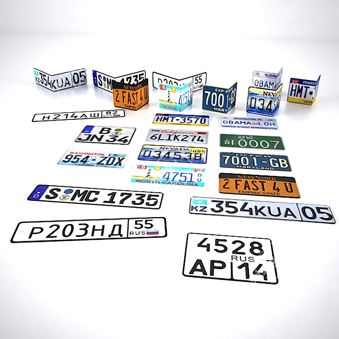 Industrial Style License Plates for Interior Decoration 3D model image 2