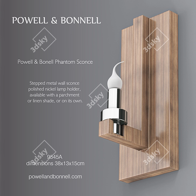 Contemporary Phantom Sconce: Polished Nickel, Choice of Shade 3D model image 1