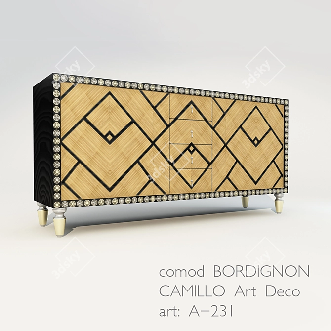 Elegant Art Deco Chest: BORDIGNON CAMILLO 3D model image 1