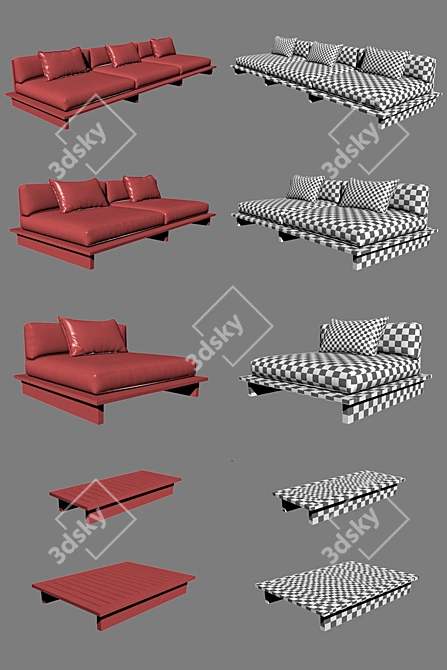 Luxury RH Maldives Collection: Sofa, Lounge Chair, Coffee Table & Side Table 3D model image 3