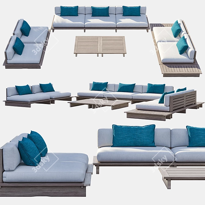 Luxury RH Maldives Collection: Sofa, Lounge Chair, Coffee Table & Side Table 3D model image 6