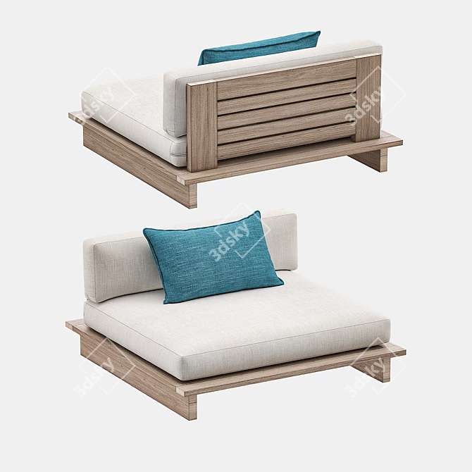 Luxury RH Maldives Collection: Sofa, Lounge Chair, Coffee Table & Side Table 3D model image 9