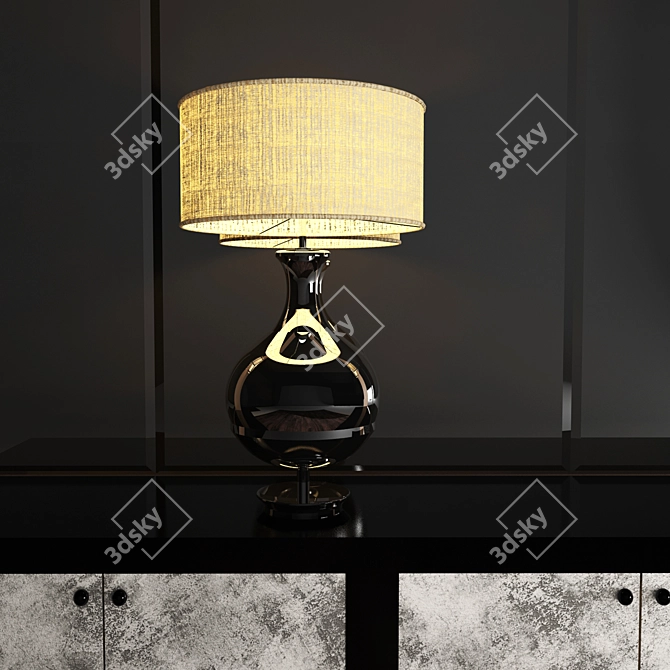 Elegant Dresser with Mirror & Lamps 3D model image 2