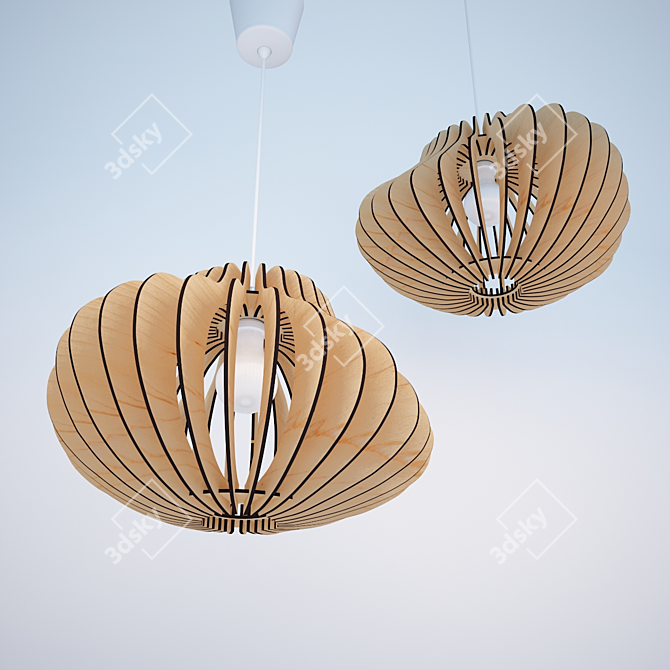 Modern Plywood Pendant Lamp 3D model image 1