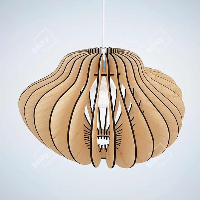 Modern Plywood Pendant Lamp 3D model image 2