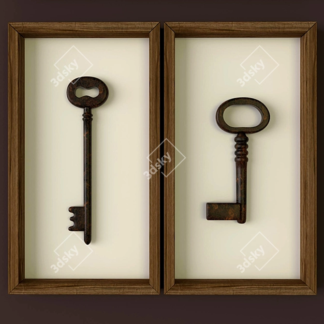 Vintage Key Display Set 3D model image 2