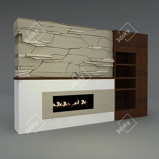 Travertine Masterpiece Fireplace 3D model image 1