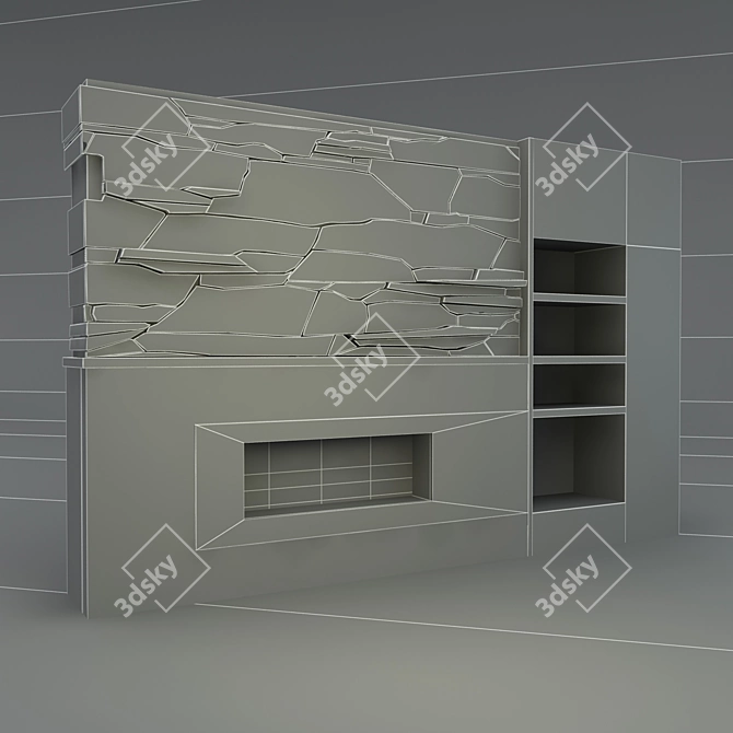 Travertine Masterpiece Fireplace 3D model image 2