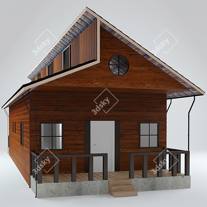 Rustic Wooden Home 3D model image 1