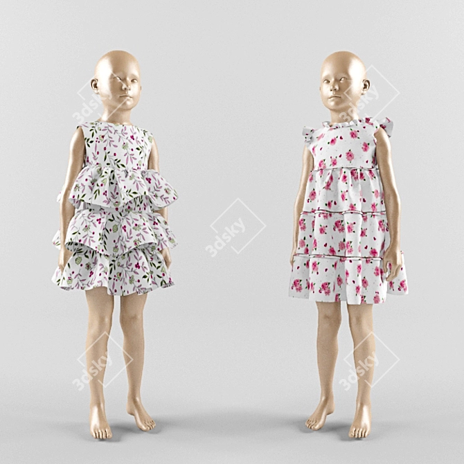 Adorable Kids Mannequin Dress 3D model image 1