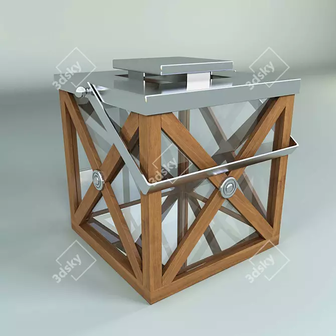 Elegant Wooden Candle Holder 3D model image 1