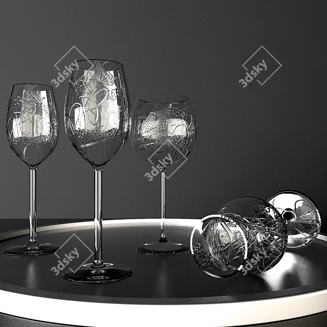 Patterned Glasses Tray: Stylish and Functional! 3D model image 1