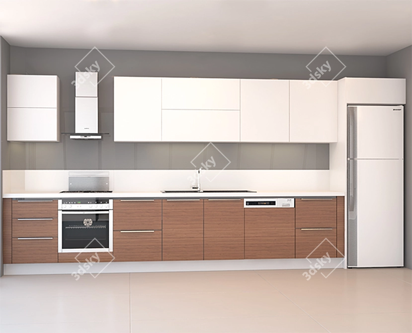 Modern Kitchen Design 3D model image 1