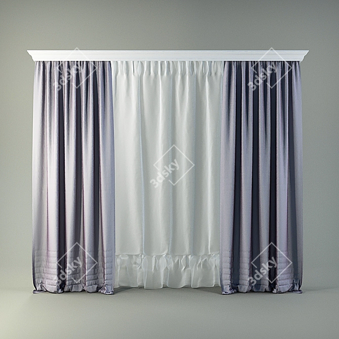 Modern Style Curtains 3D model image 1