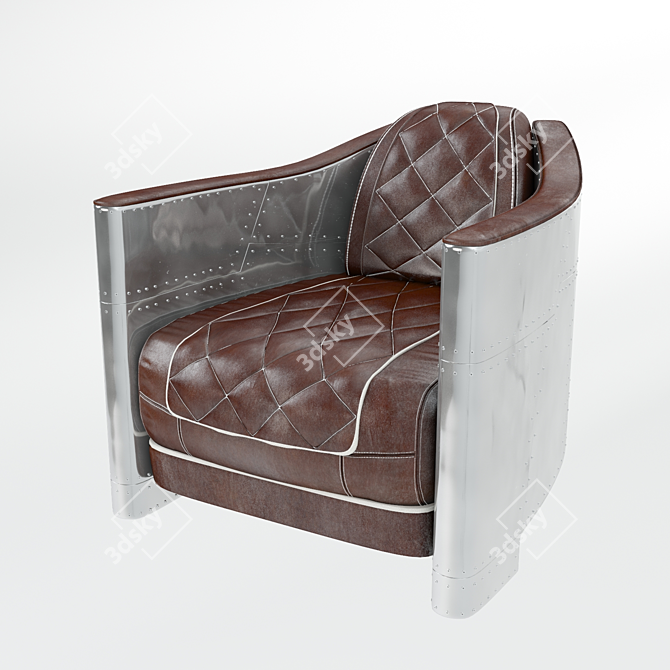 Aviator-Inspired Leather Armchair 3D model image 1