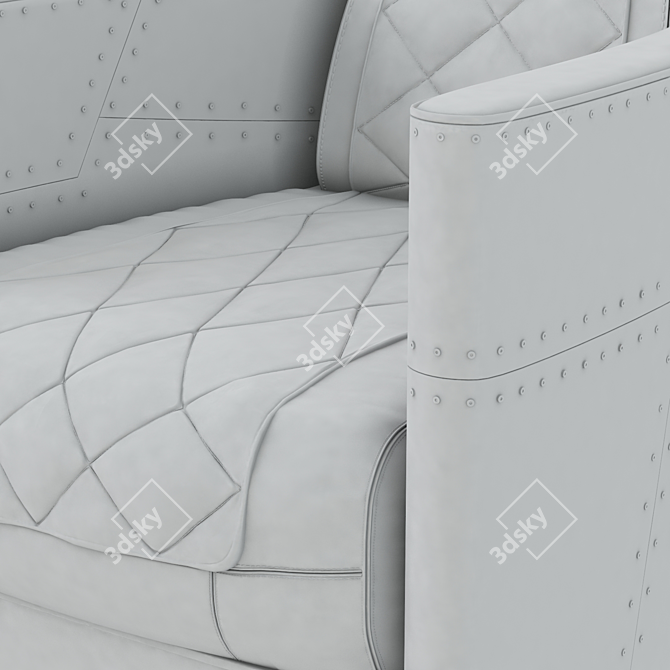 Aviator-Inspired Leather Armchair 3D model image 3