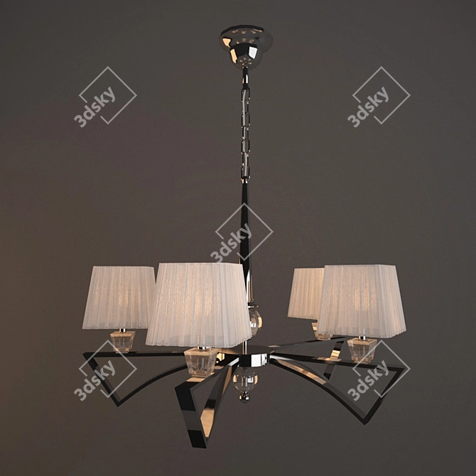 Wunderlicht WL11513-5 Chandelier: Modern Chrome Metal and Glass Design 3D model image 1