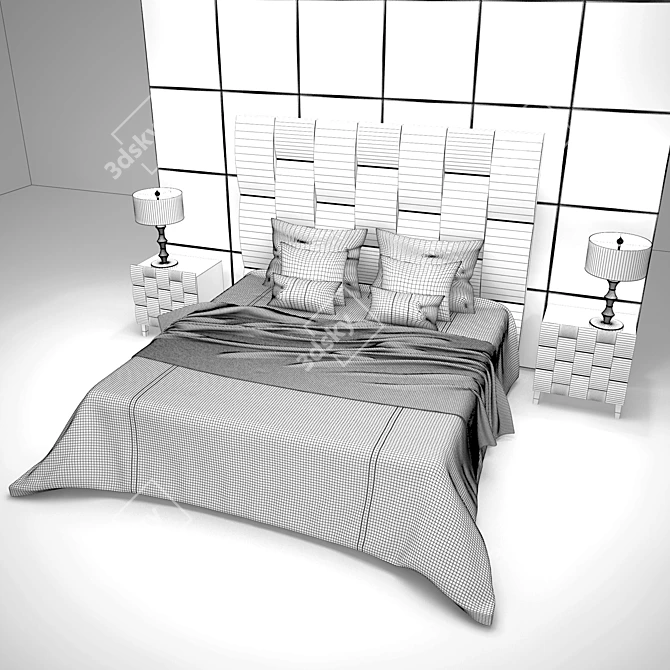 FENDI Casa Bed: Luxurious Elegance 3D model image 3