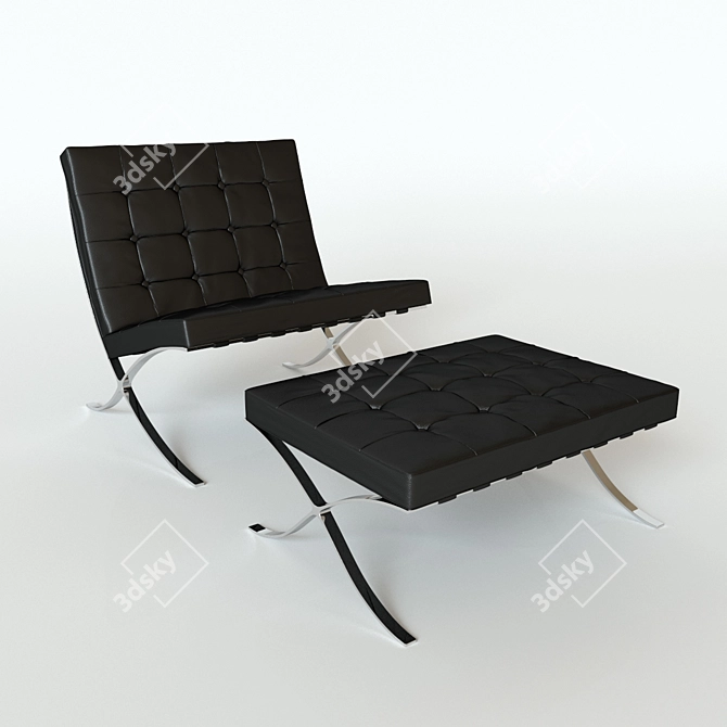 Iconic Barcelona Chair: Timeless Elegance 3D model image 1