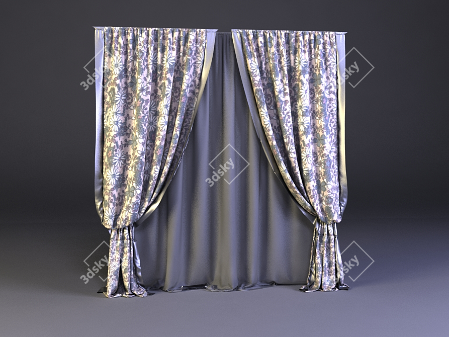 Elegant Satin-Insert Blinds 3D model image 1