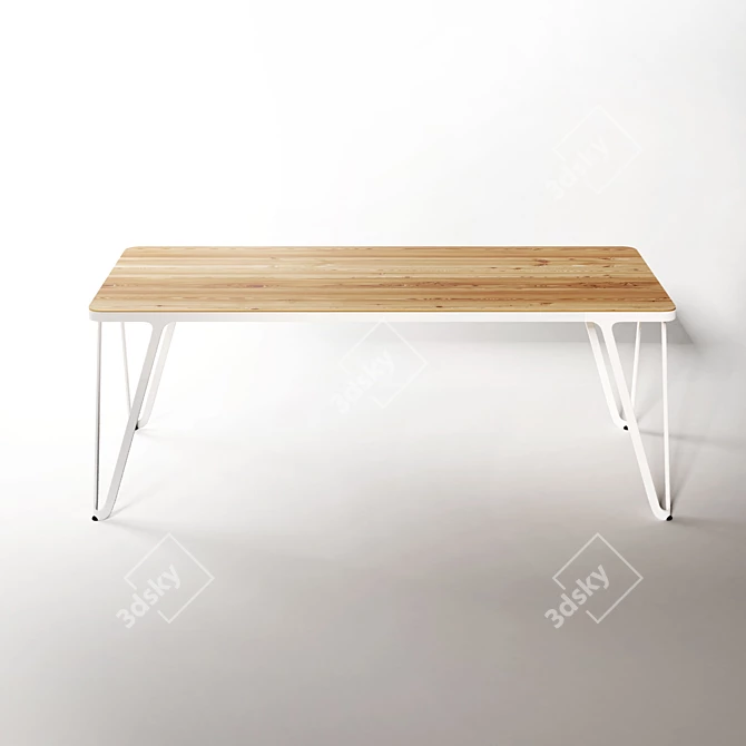 Sleek Steel & Wood Table 3D model image 2