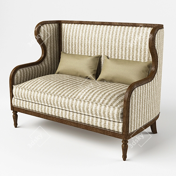 Neylan High Back Loveseat - Elegant and Comfortable 3D model image 1