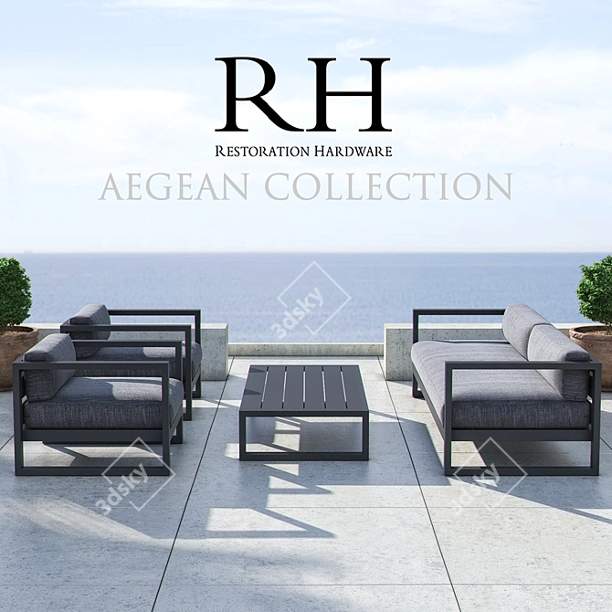 Restoration Hardware Aegean Sofa Set 3D model image 1