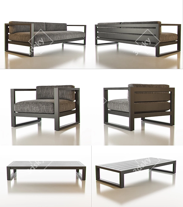 Restoration Hardware Aegean Sofa Set 3D model image 2