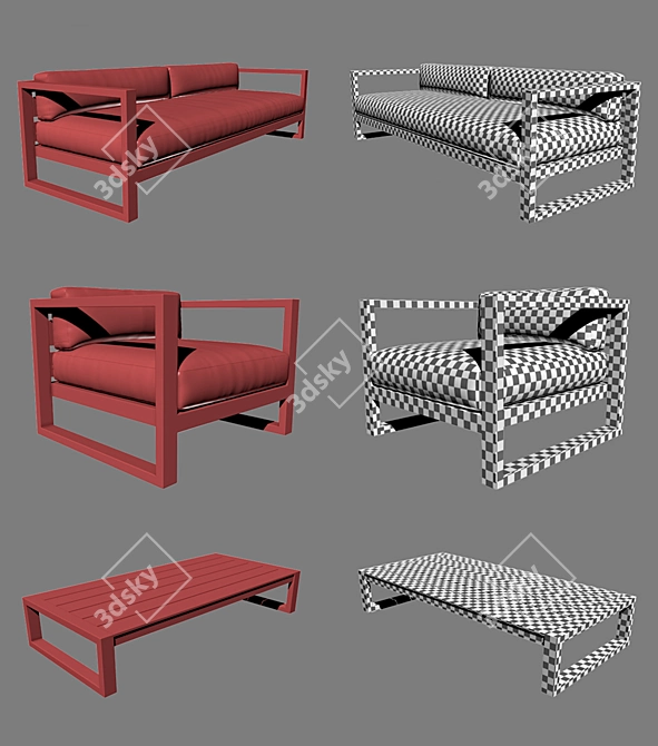 Restoration Hardware Aegean Sofa Set 3D model image 3