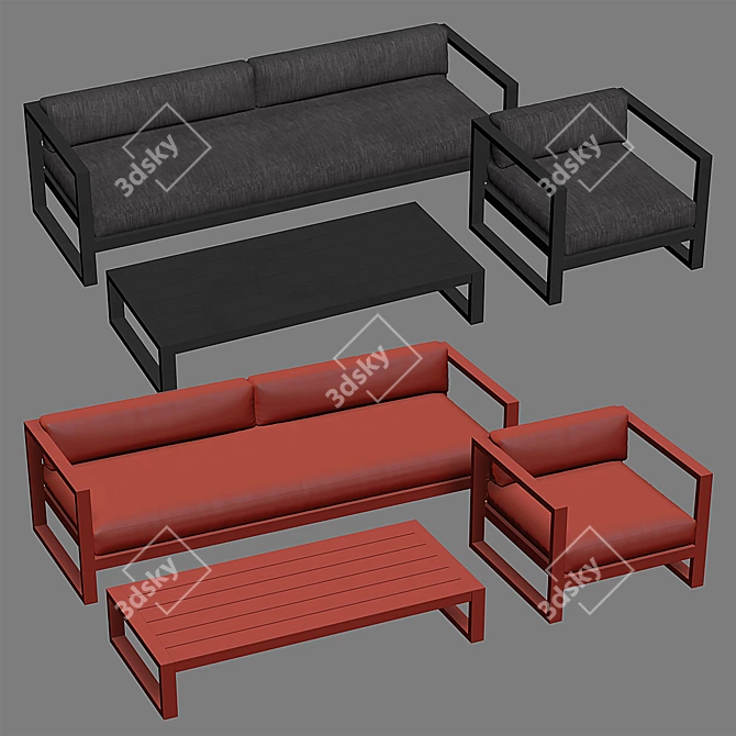 Restoration Hardware Aegean Sofa Set 3D model image 9